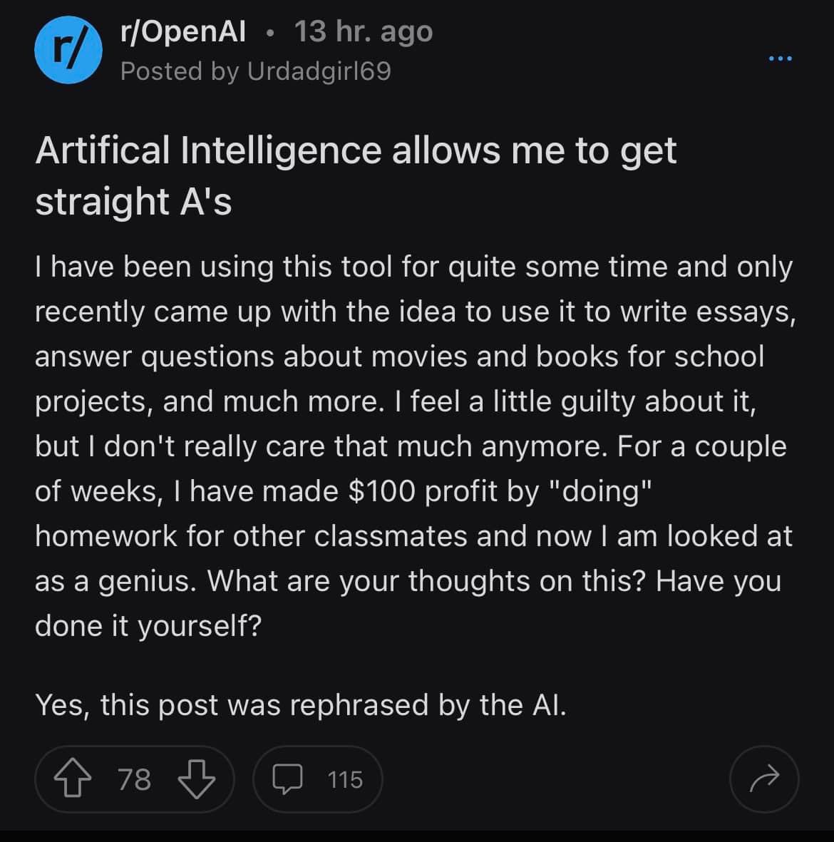 what is an ai generated essay