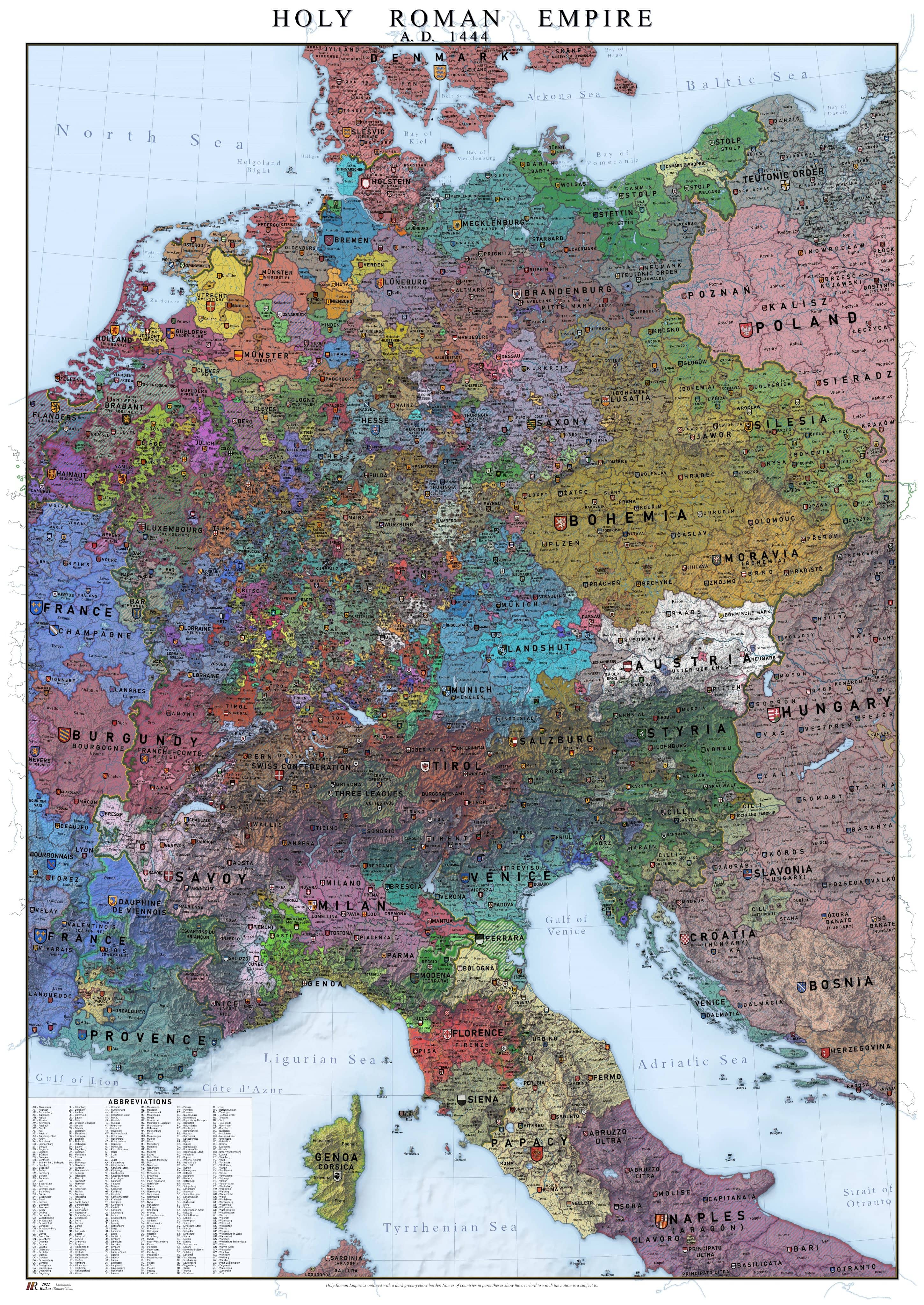 Map Of The Holy Roman Empire 1444 Samim