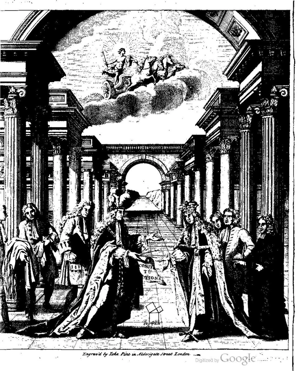 Frontispiece of Anderson's Constitutions of the Free-Masons, 1723