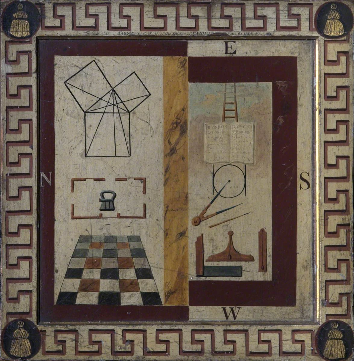 Masonic tracing board with Euclid's 47th proposition